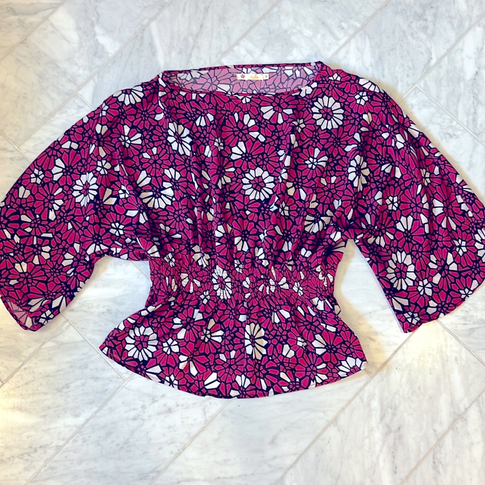 Tulle pink and black peplum top
